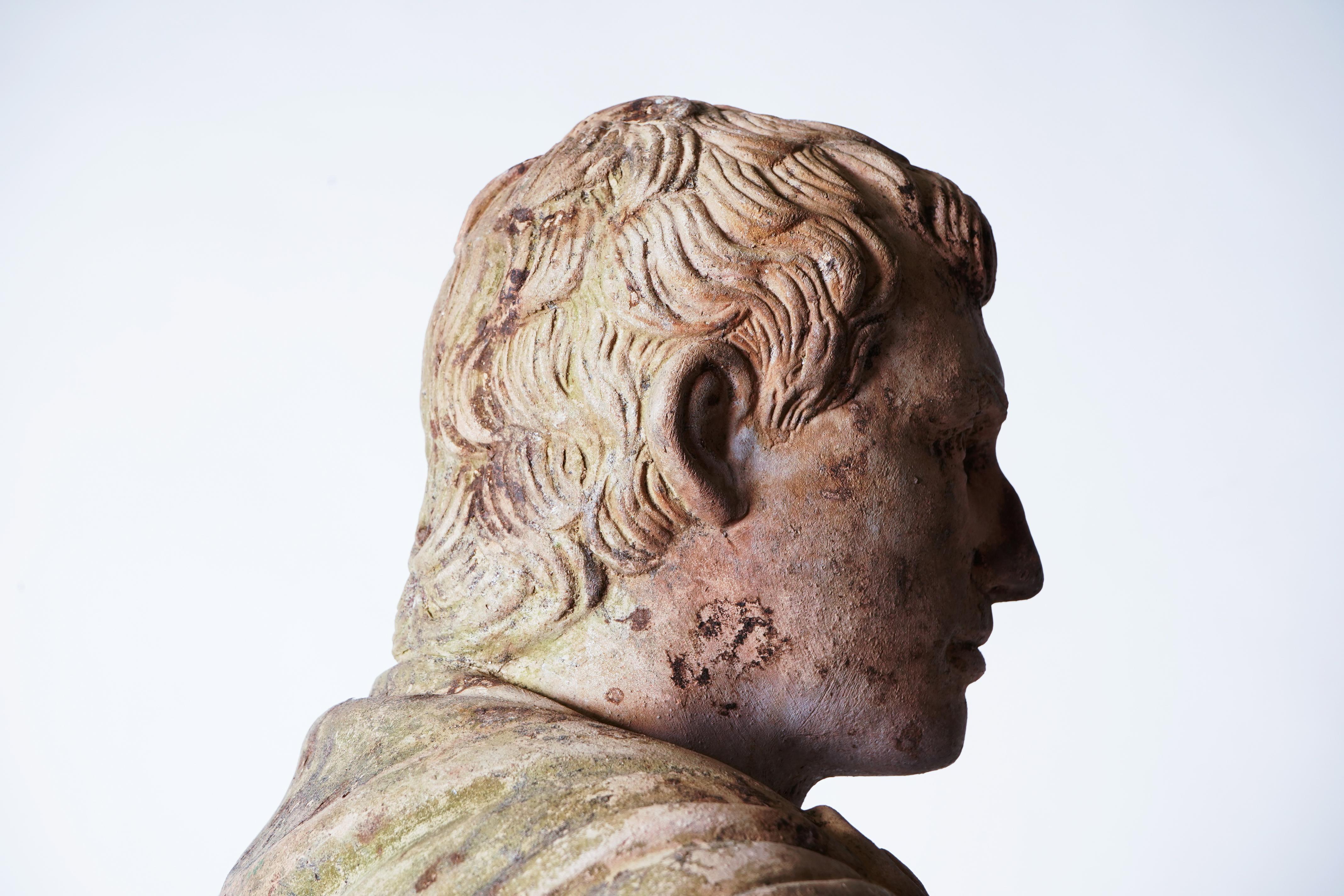 Terra Cotta Bust of a Roman Emperor For Sale 7