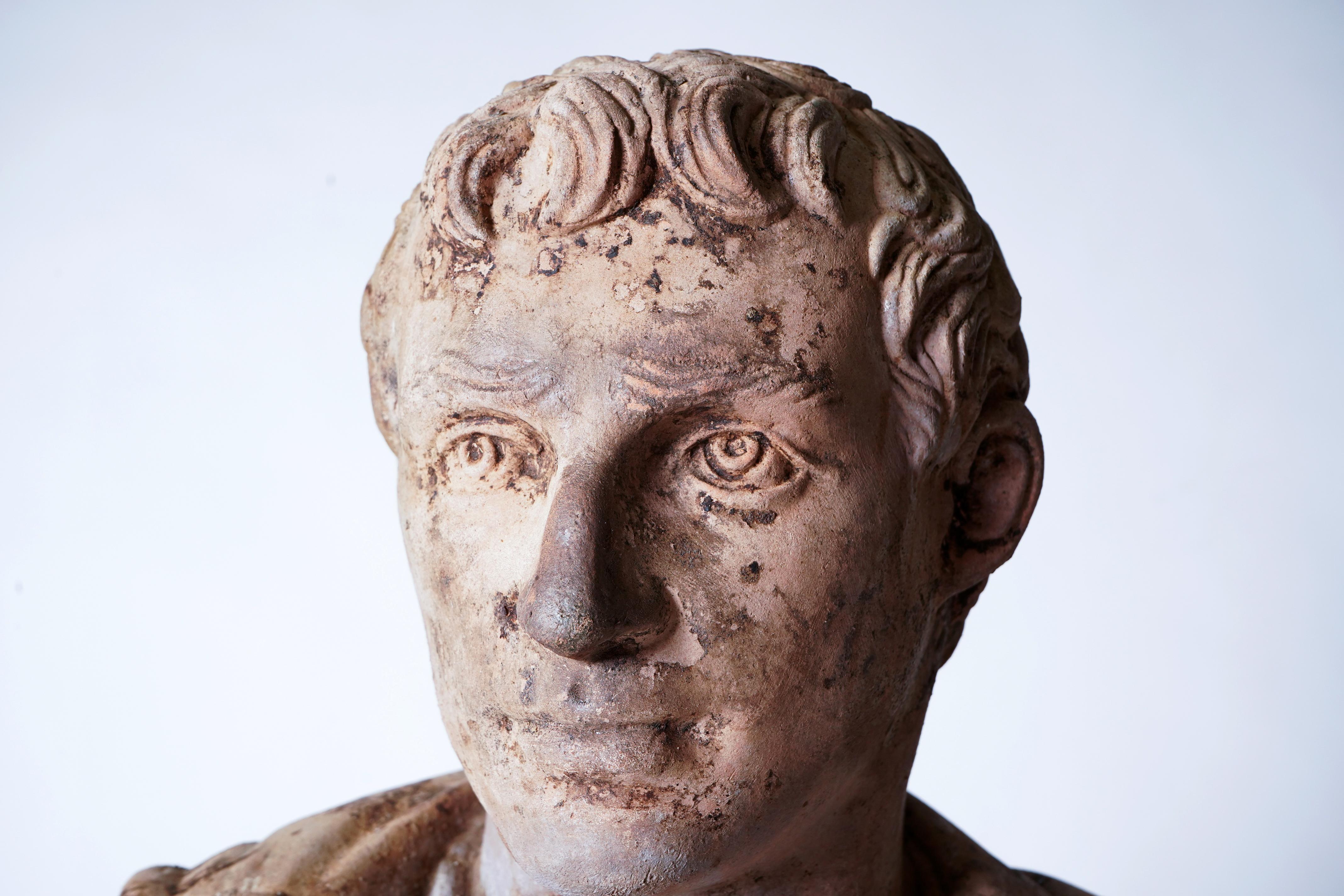 Terra Cotta Bust of a Roman Emperor For Sale 8