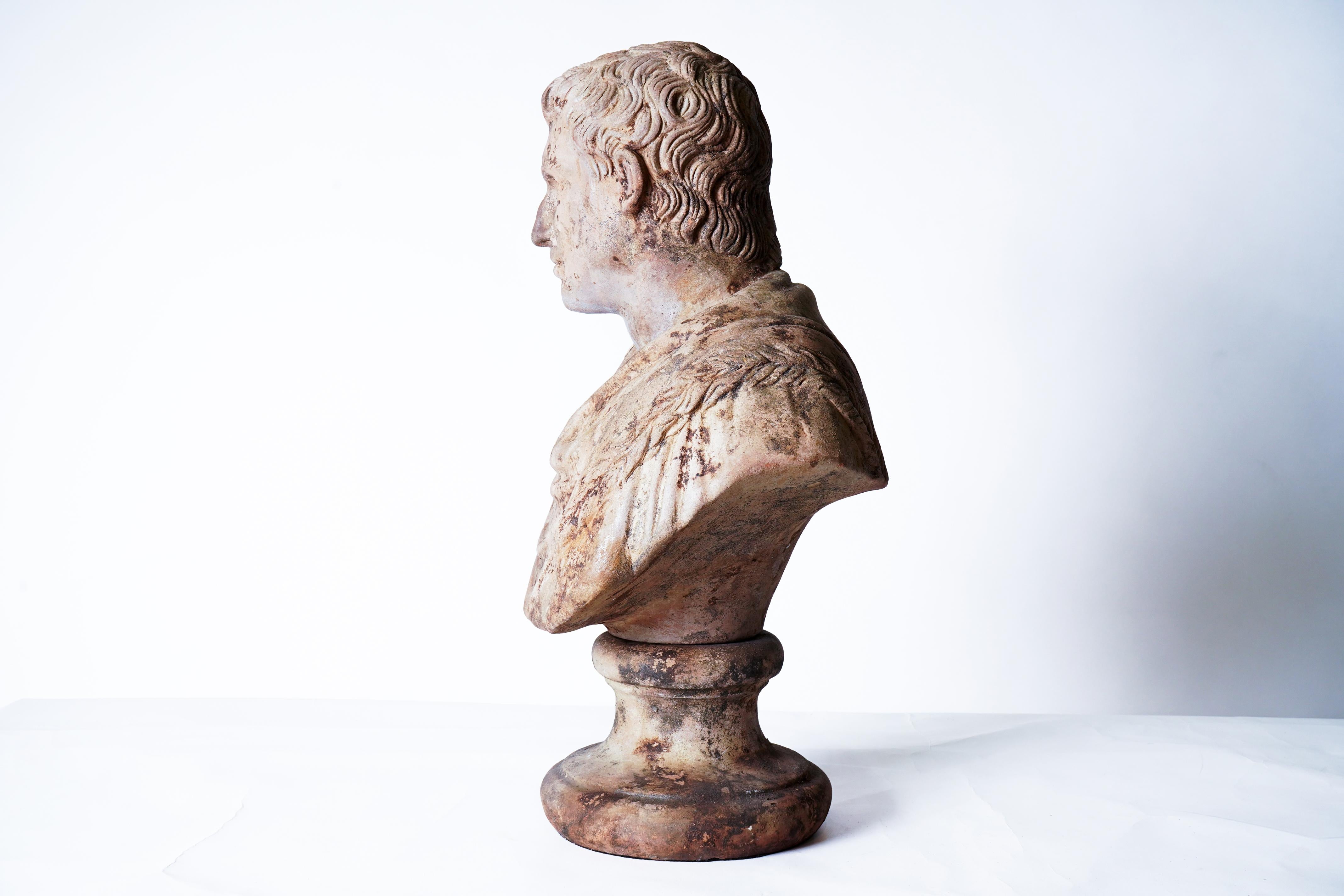 Terra Cotta Bust of a Roman Emperor In Good Condition In Chicago, IL