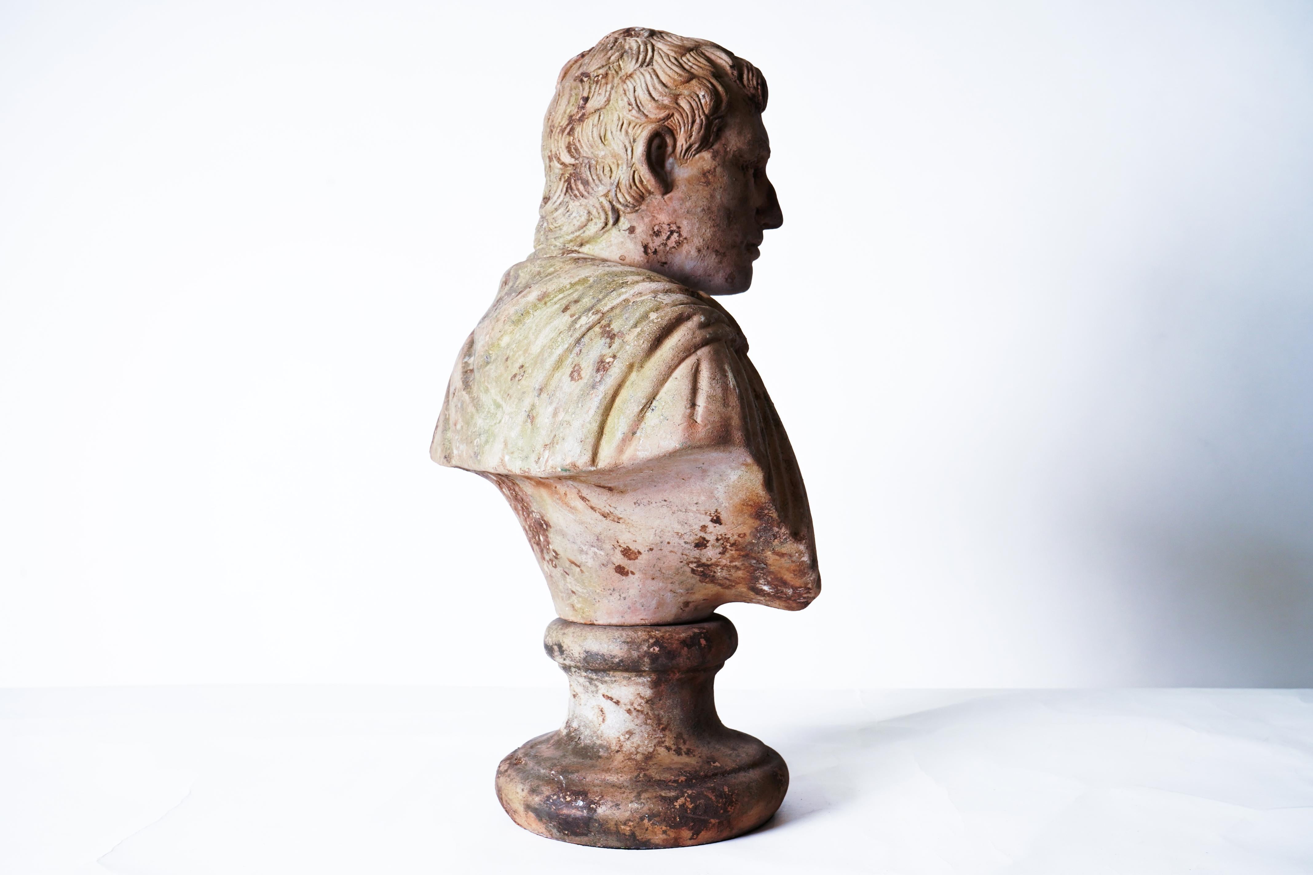 Terracotta Terra Cotta Bust of a Roman Emperor For Sale
