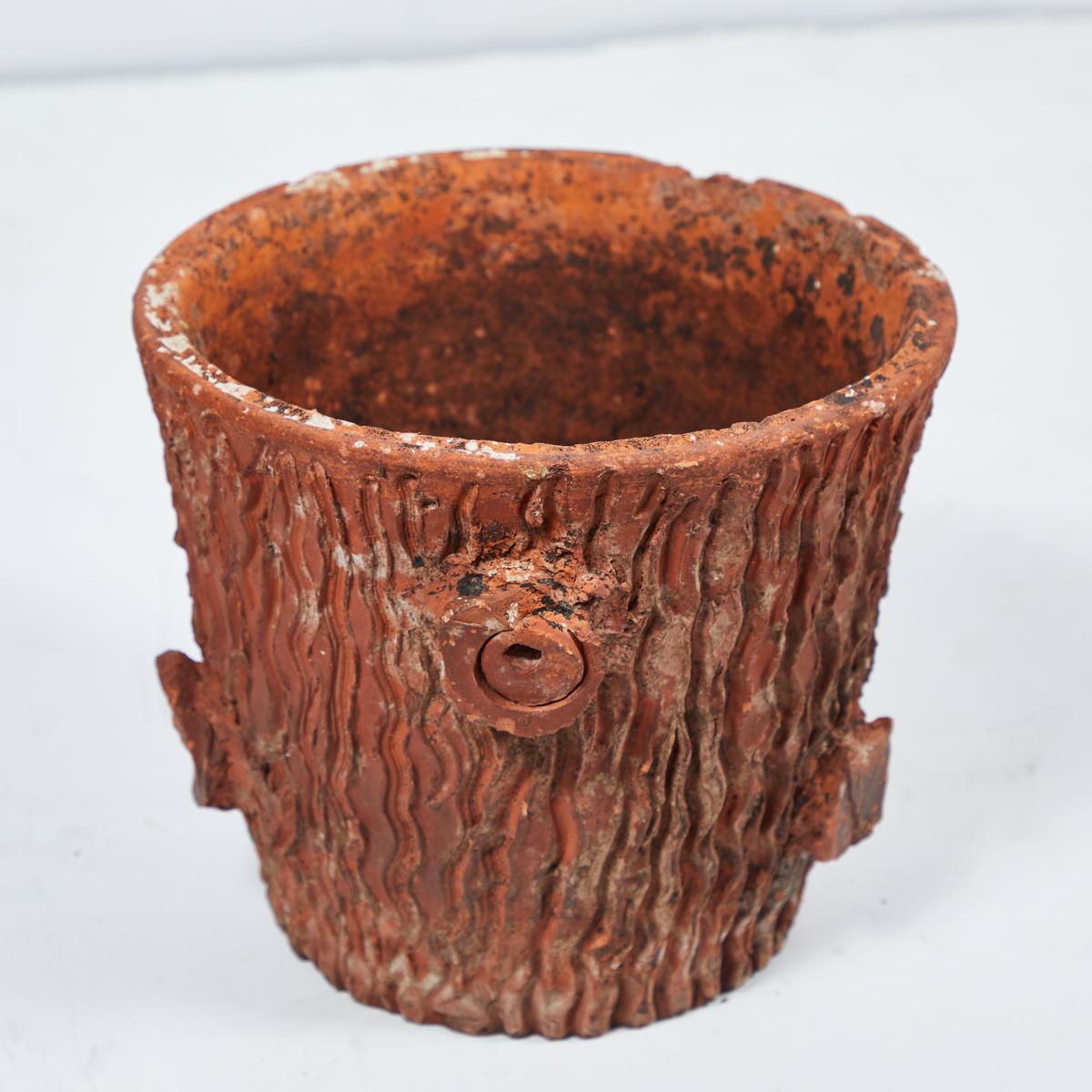 English Terracotta Pot in the Shape of a Tree Trunk In Good Condition In Los Angeles, CA