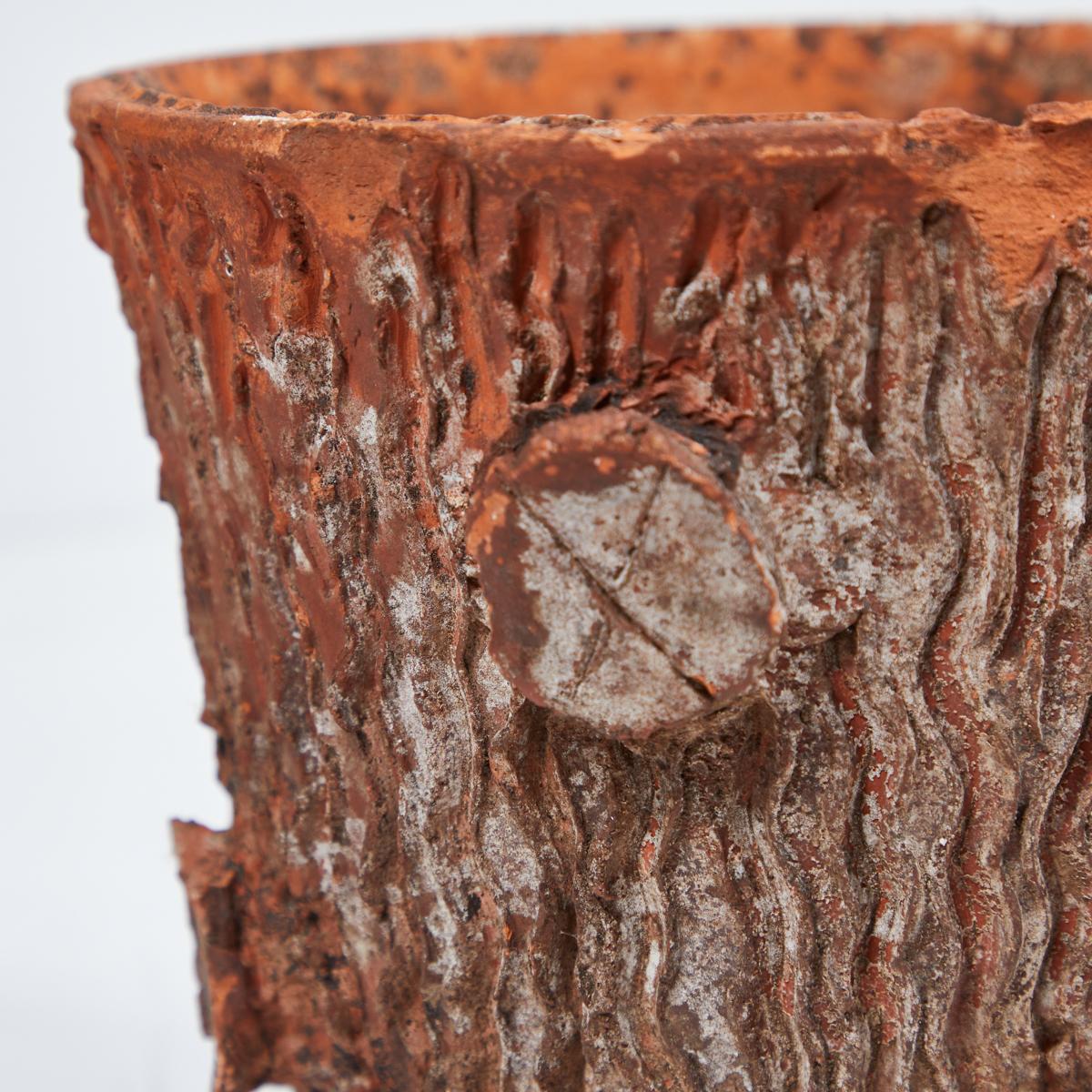 19th Century English Terracotta Pot in the Shape of a Tree Trunk