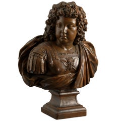 Terracotta Bust of King Louis XIV of France in Roman Armour