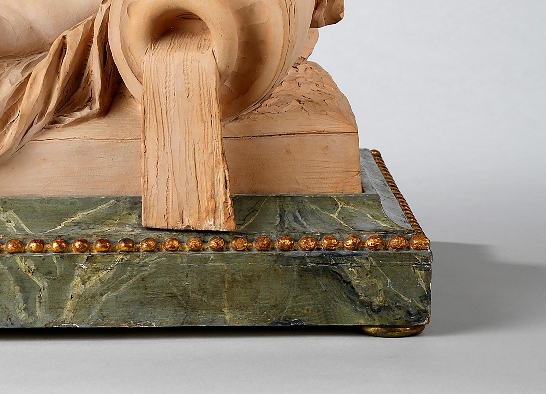 Terracotta Figure of a Reclining Nymph, by Claude Michel Clodion (Französisch) im Angebot