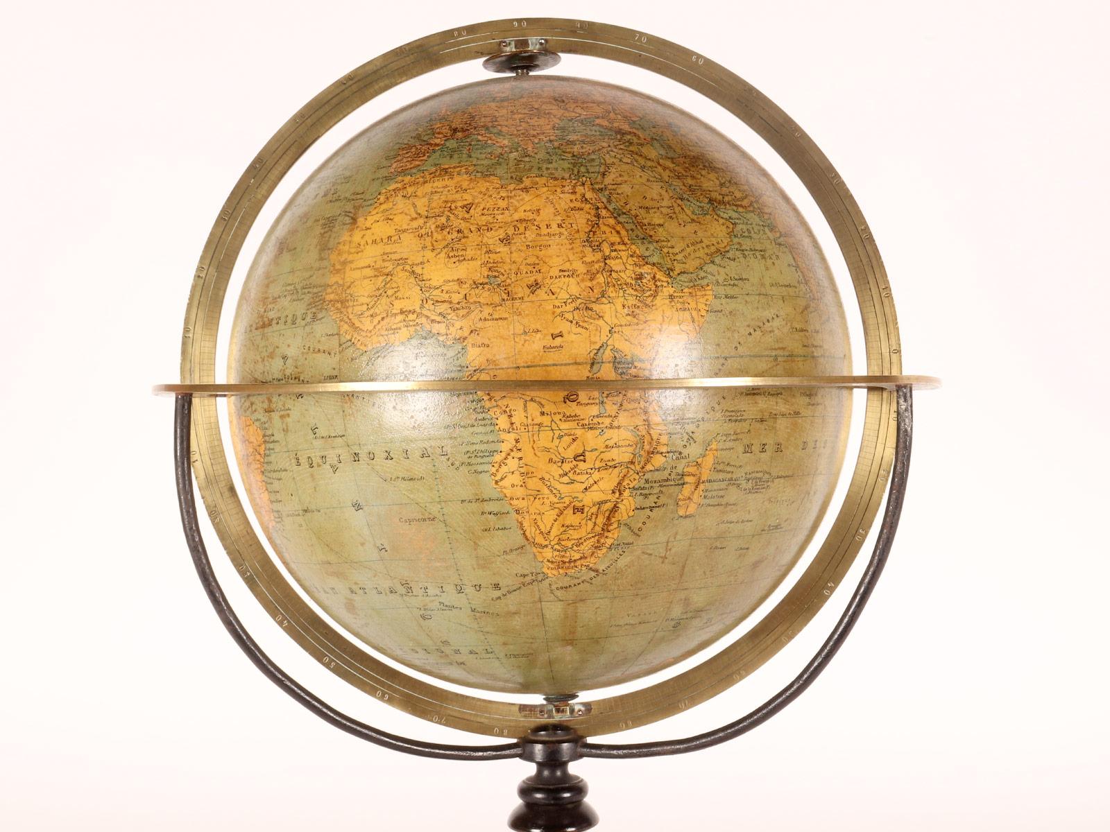 19th Century A terrestral globe signed Périgot, published by Delagrave, Paris 1880. For Sale
