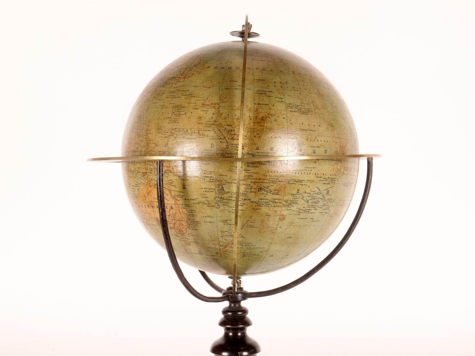 A terrestral globe signed Périgot, published by Delagrave, Paris 1880. For Sale 1