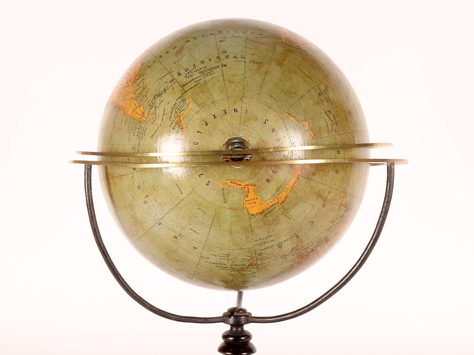 A terrestral globe signed Périgot, published by Delagrave, Paris 1880. For Sale 2