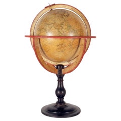 A terrestrial seven inches globe, signed Felix Delamache, France 1845.