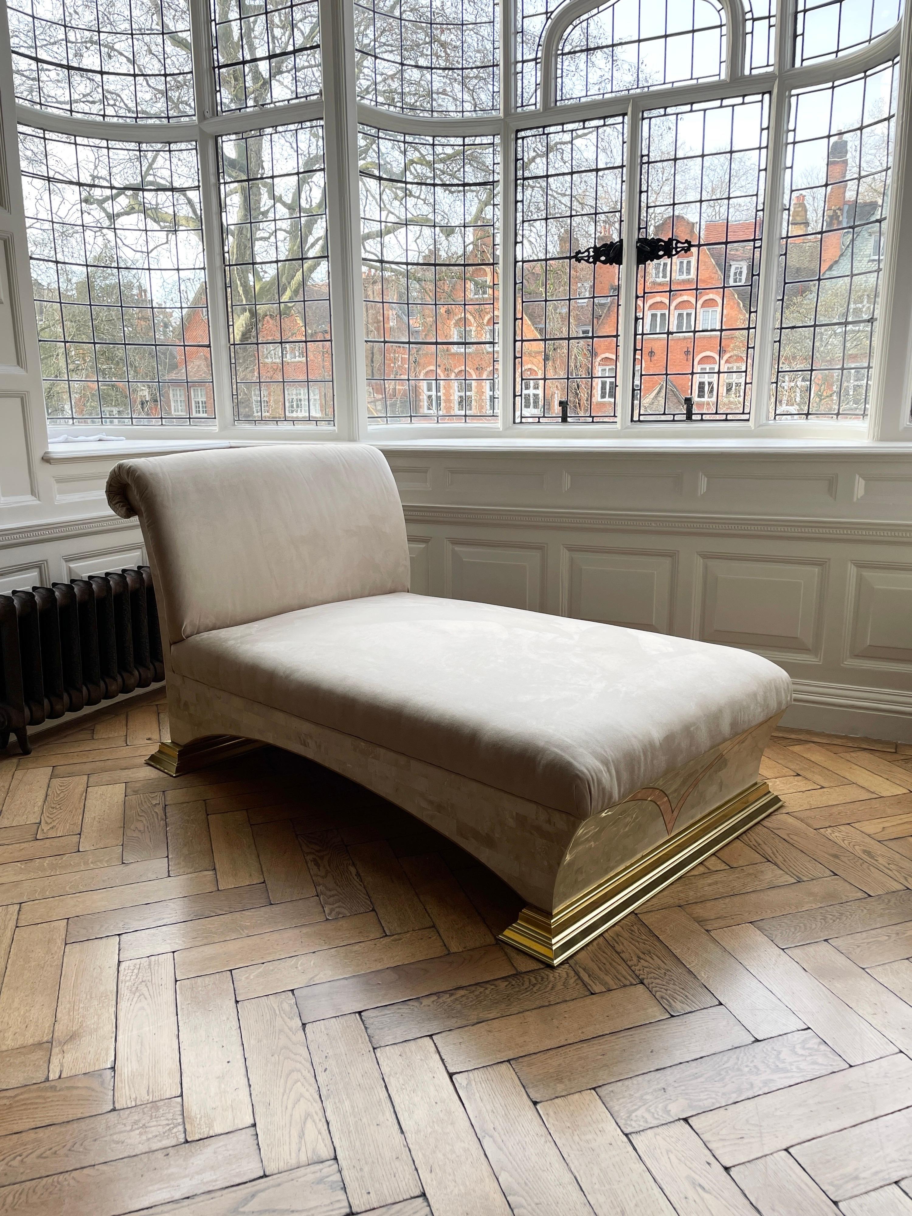 Brass Tessellated Marble Daybed by Maitland Smith For Sale