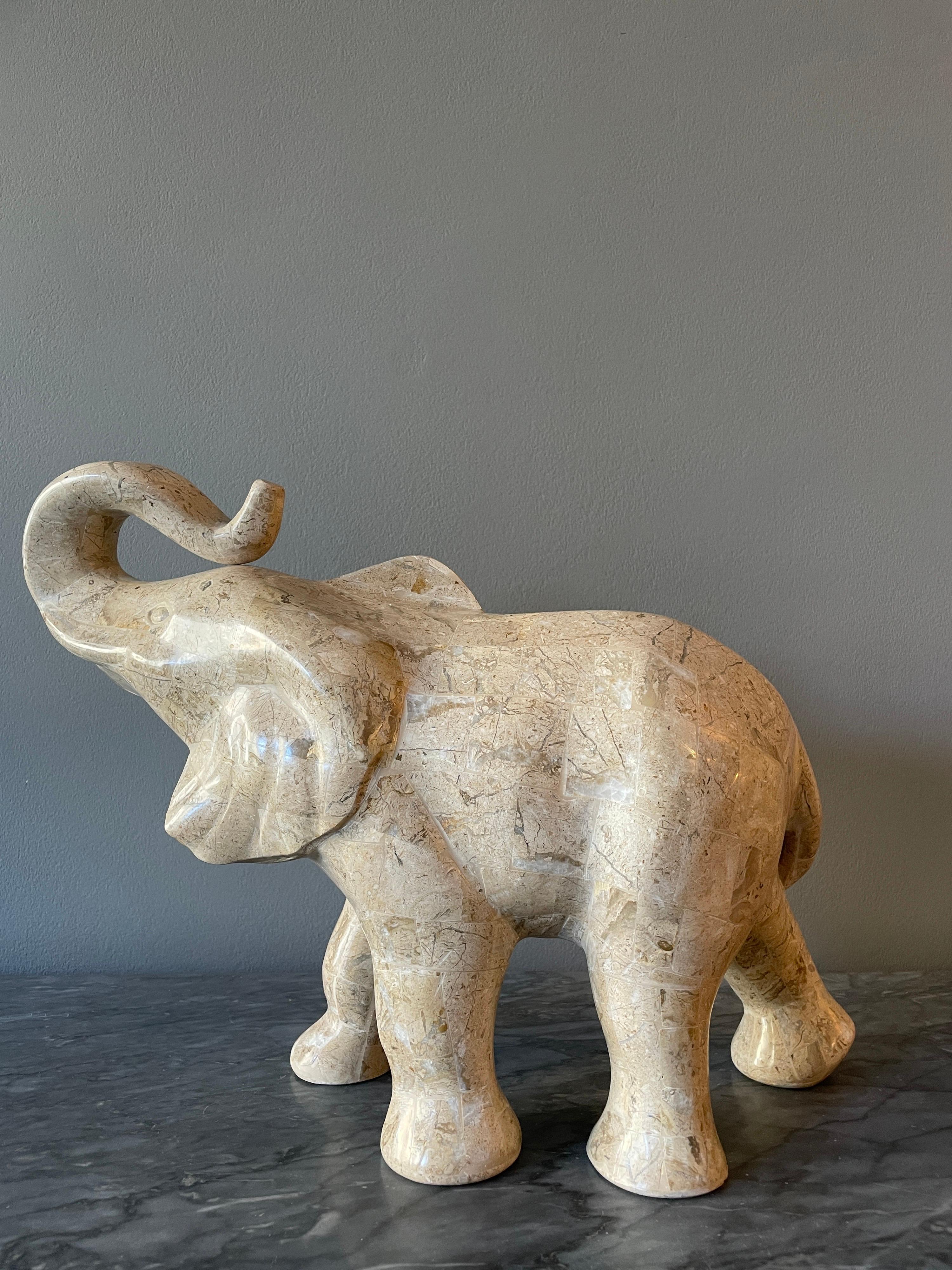 20th Century Tessellated Marble Elephant by Maitland Smith
