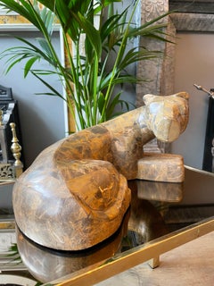 Tessellated Marble Panther Sculpture by Maitland Smith