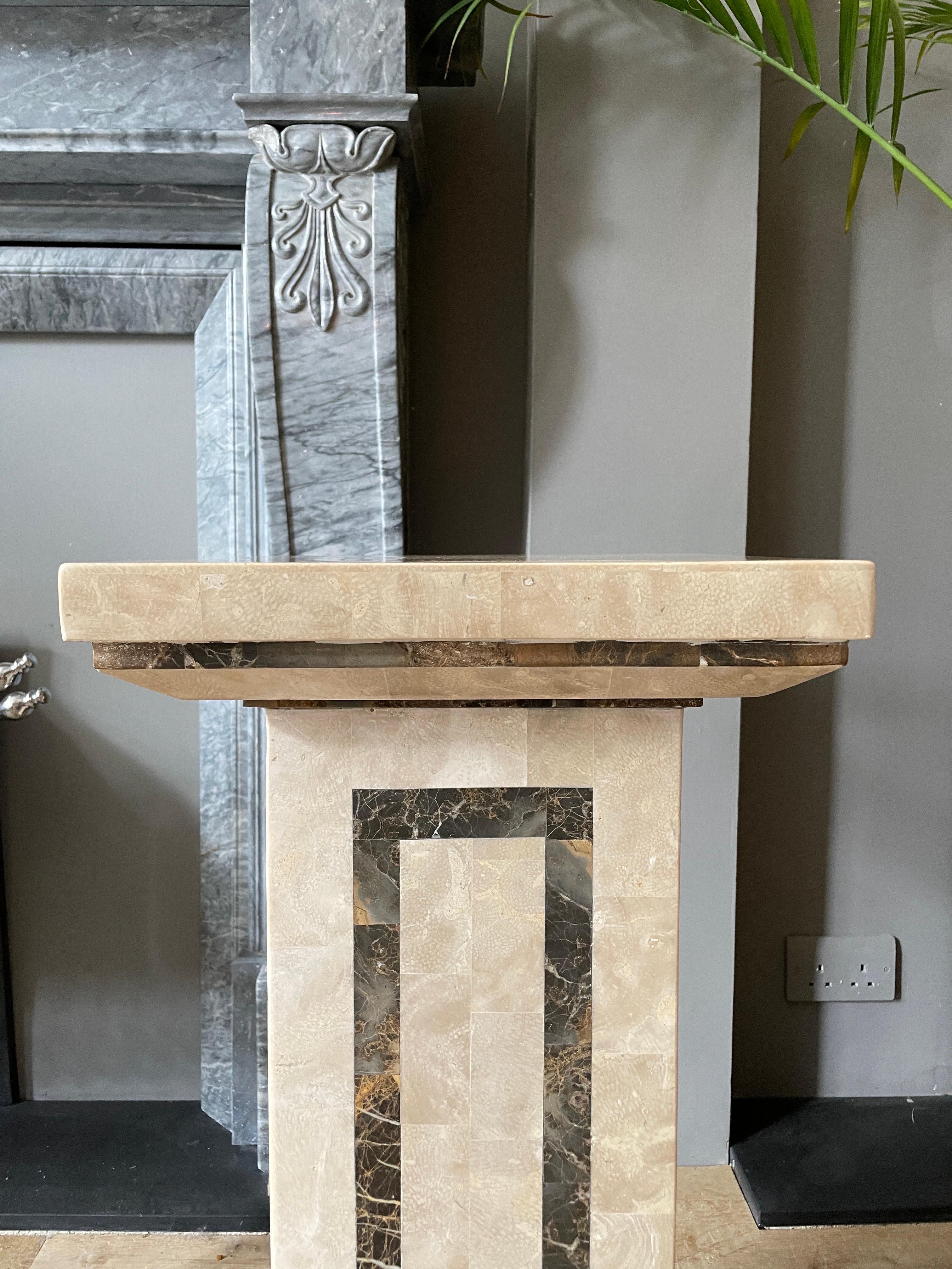Neoclassical Revival Tessellated Marble Pedestal by Maitland Smith For Sale