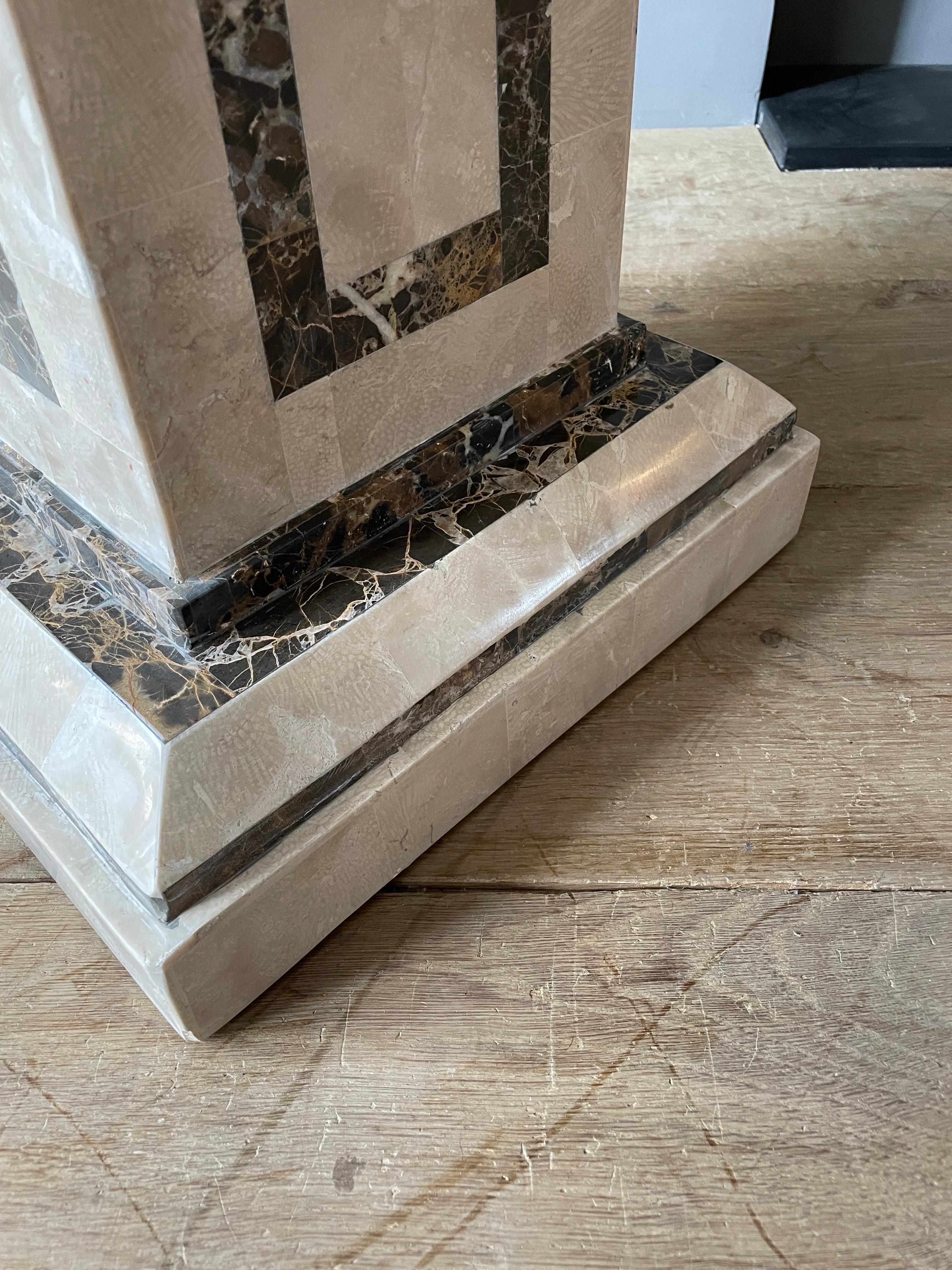 Tessellated Marble Pedestal by Maitland Smith For Sale 1