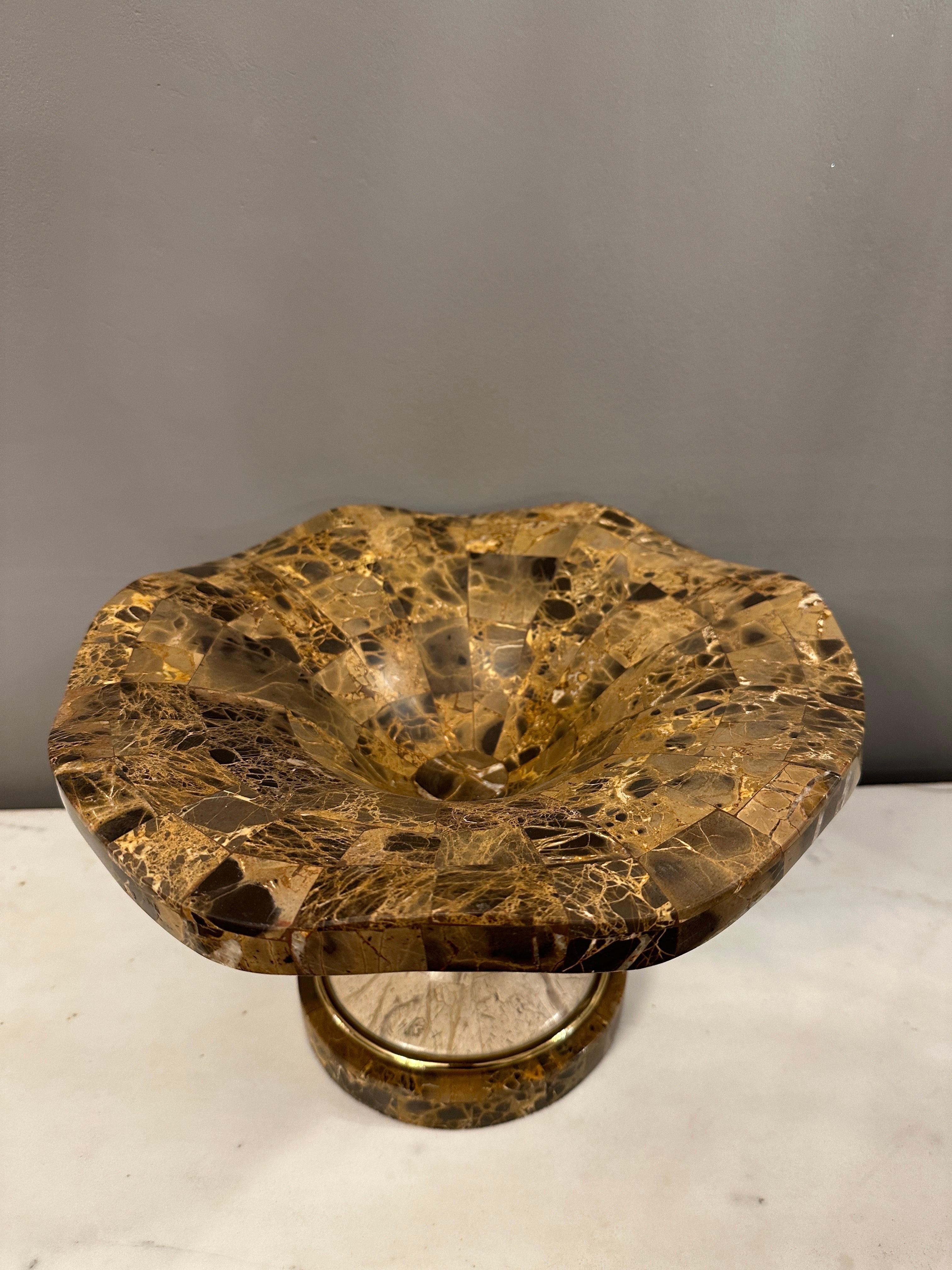A Tessellated Marble Tazza Urn Dish By Maitland Smith  In Good Condition For Sale In London, GB