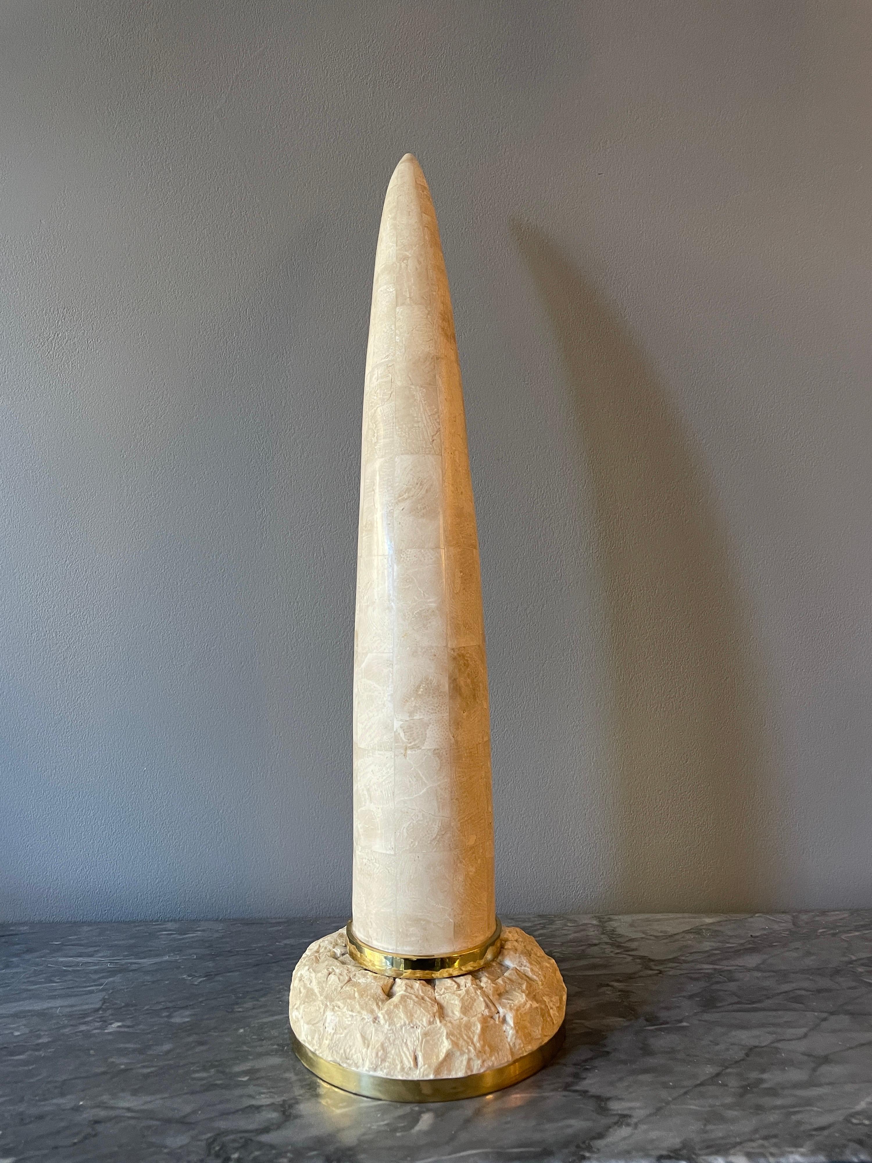 Tessellated Marble Tusk by Maitland Smith In Good Condition For Sale In London, GB