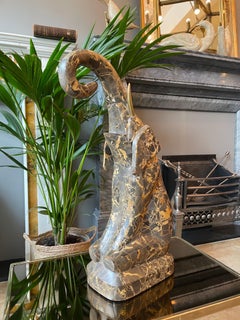 Tessellated Portoro Marble Elephant Sculpture