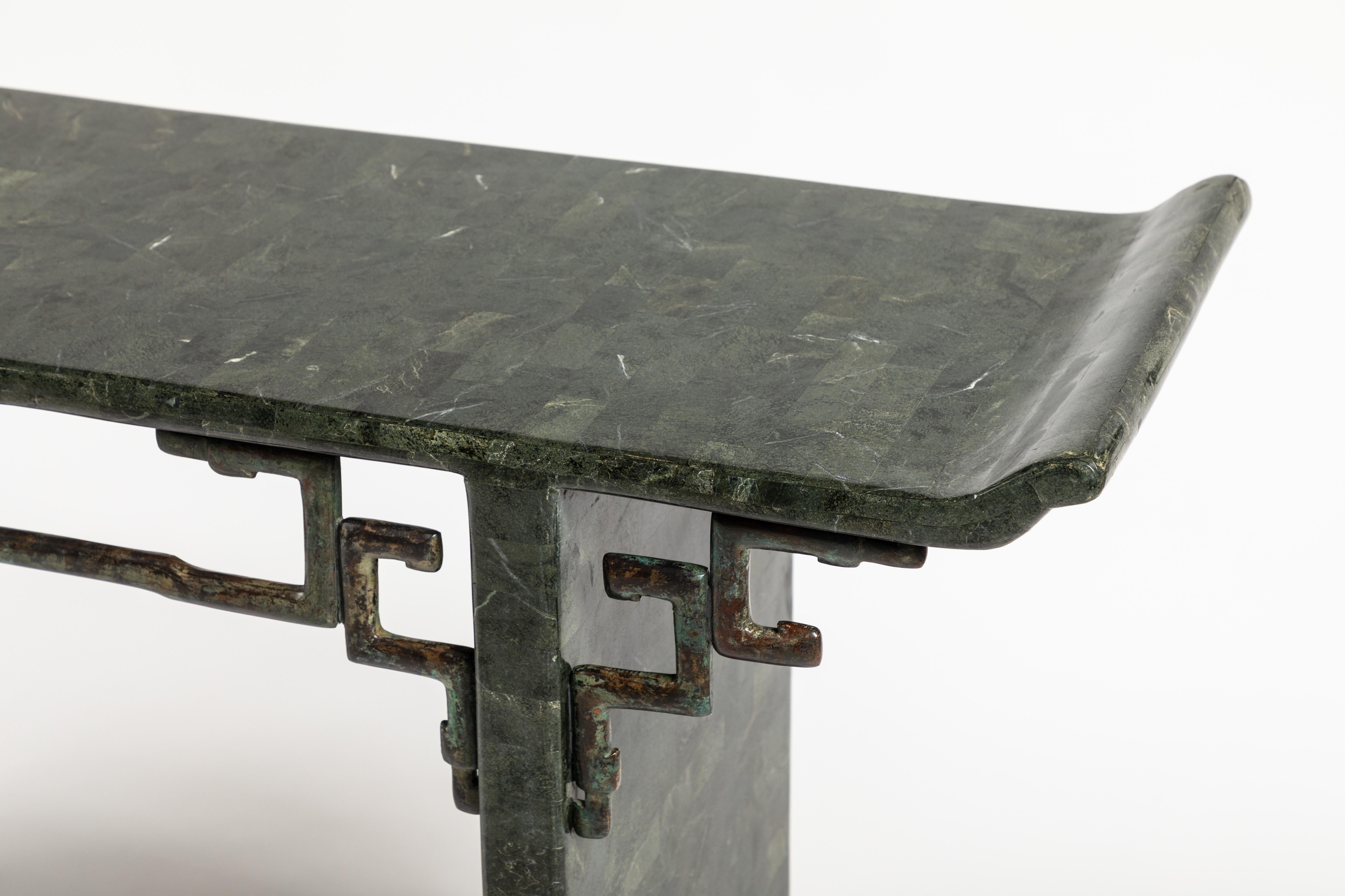 Philippine Tessellated Stone and Bronze Console Table by Maitland-Smith