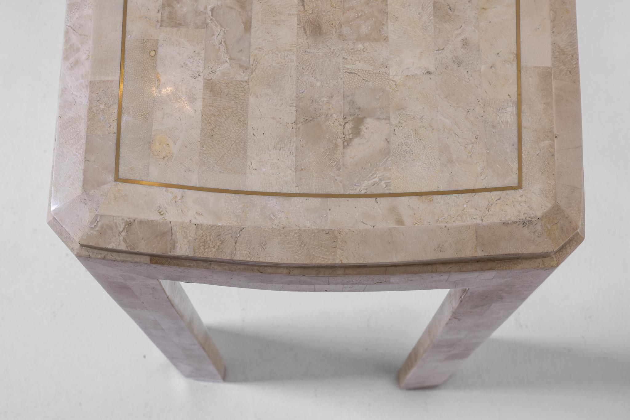 Tessellated Stone Veneered Console with Brass Details 1