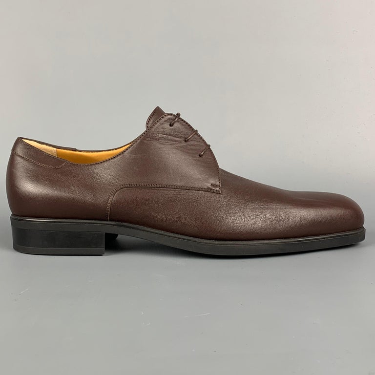 A. TESTONI Size 12 Brown Leather Lace Up Shoes For Sale at 1stDibs