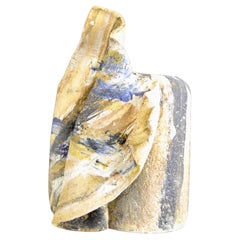 A textured ceramic and raku vase from France, 1980s