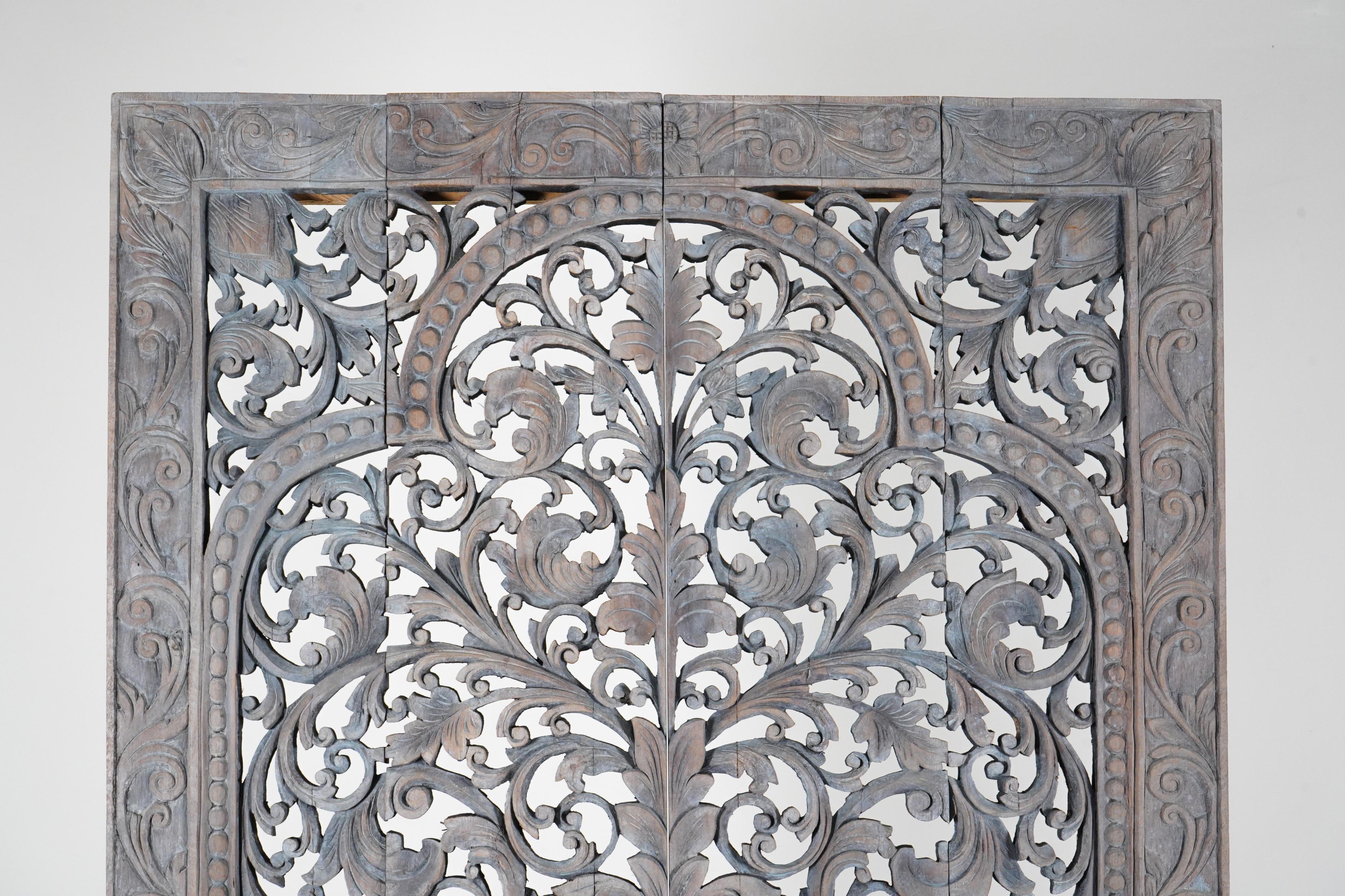 Contemporary A Thai Teak Wood Rectangular Lotus Flower Panel 4'x8'