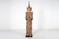 A Thai Teak Wood Sculpture of a Blessing Angel