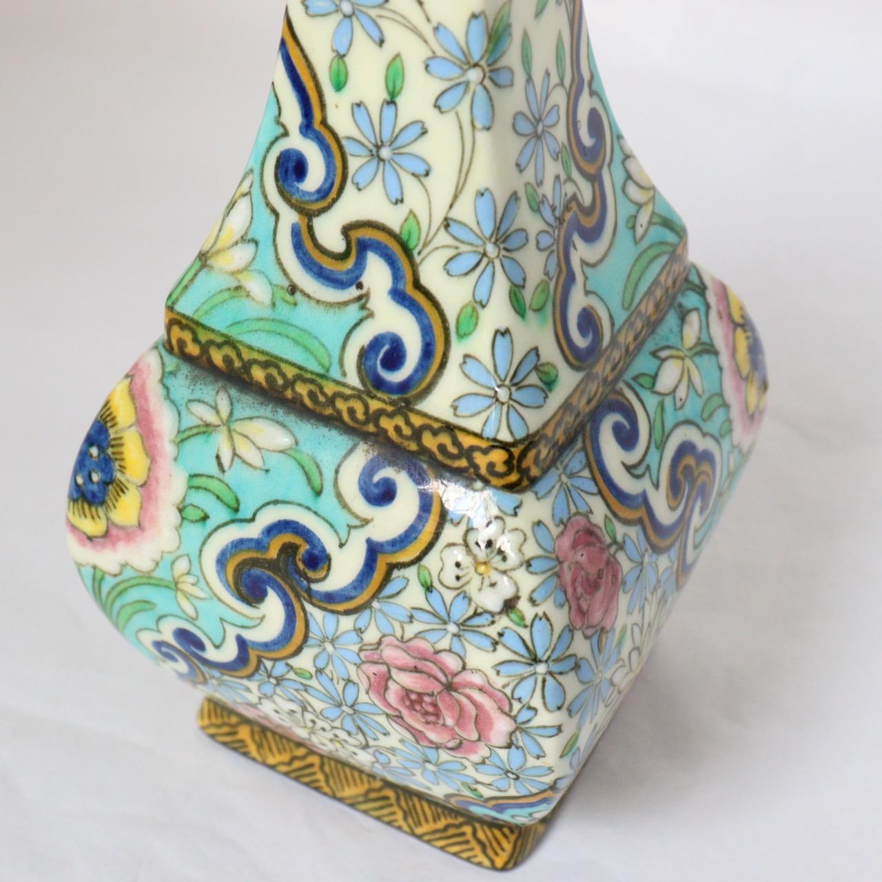 A Théodore Deck (1823-1891) Enamelled Faience Soliflore Vase circa 1875 3