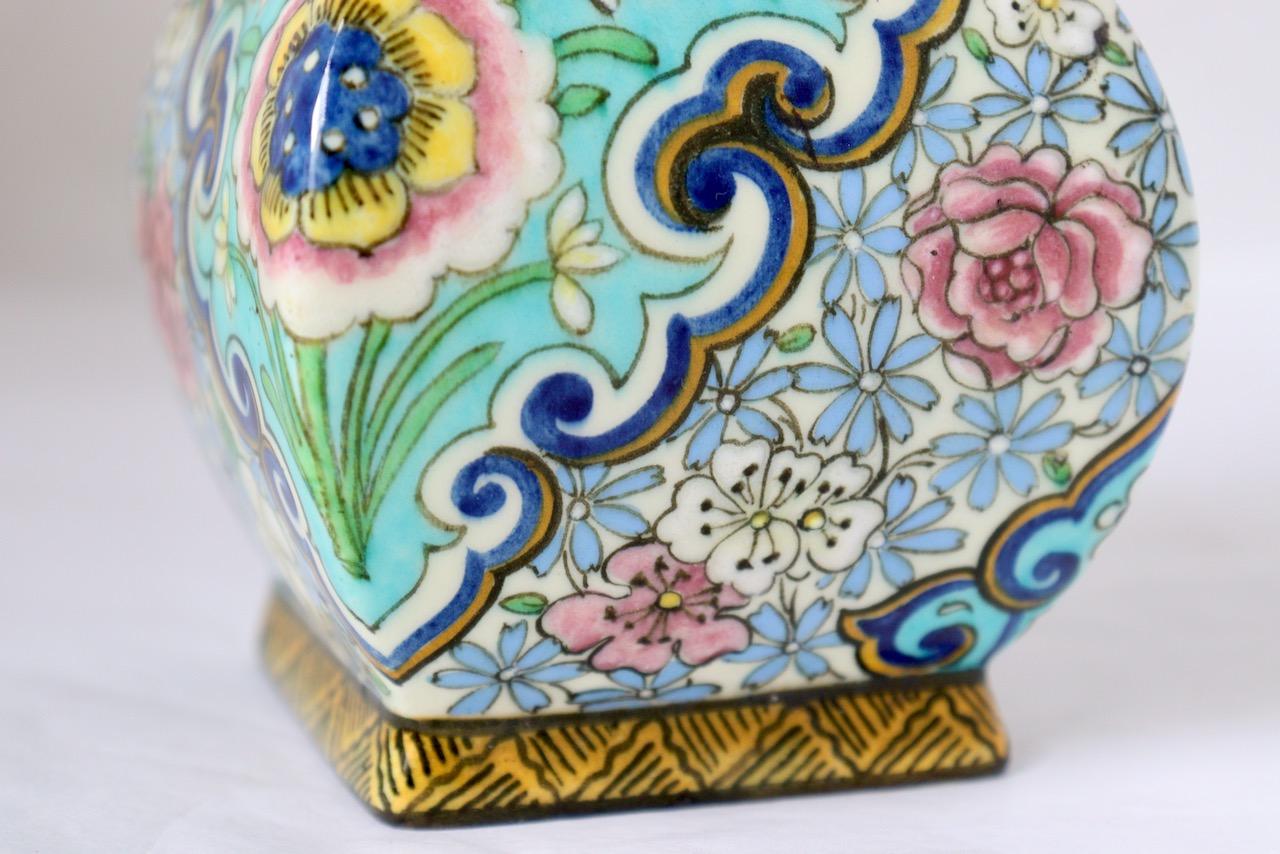 A Théodore Deck (1823-1891) Enamelled Faience Soliflore Vase circa 1875 5