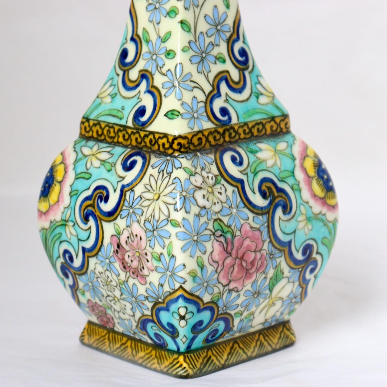 A Théodore Deck (1823-1891) Enamelled Faience Soliflore Vase circa 1875 1