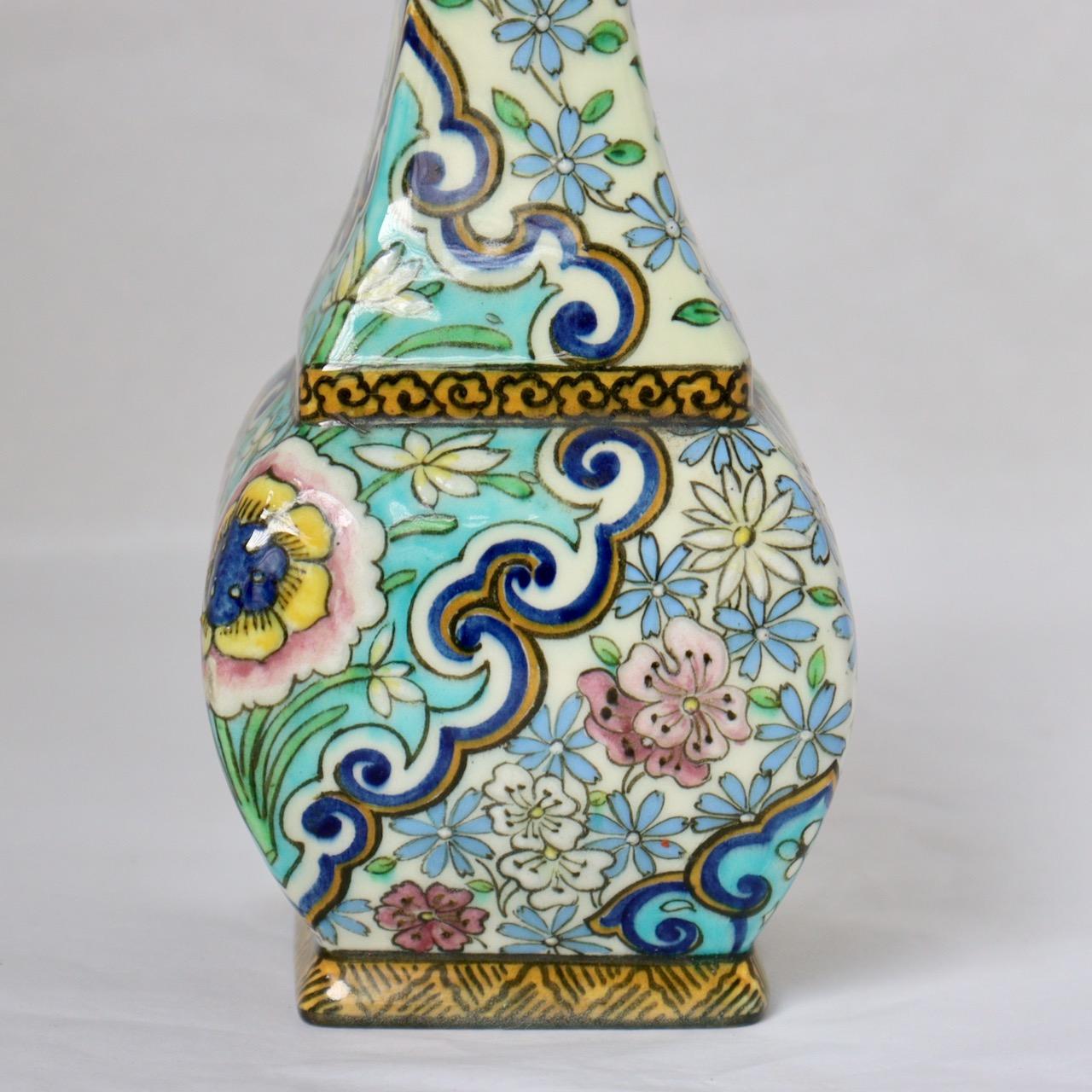 A Théodore Deck (1823-1891) Enamelled Faience Soliflore Vase circa 1875 2
