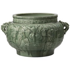 Théodore Deck Celadon Enameled Earthenware Planter, circa 1890