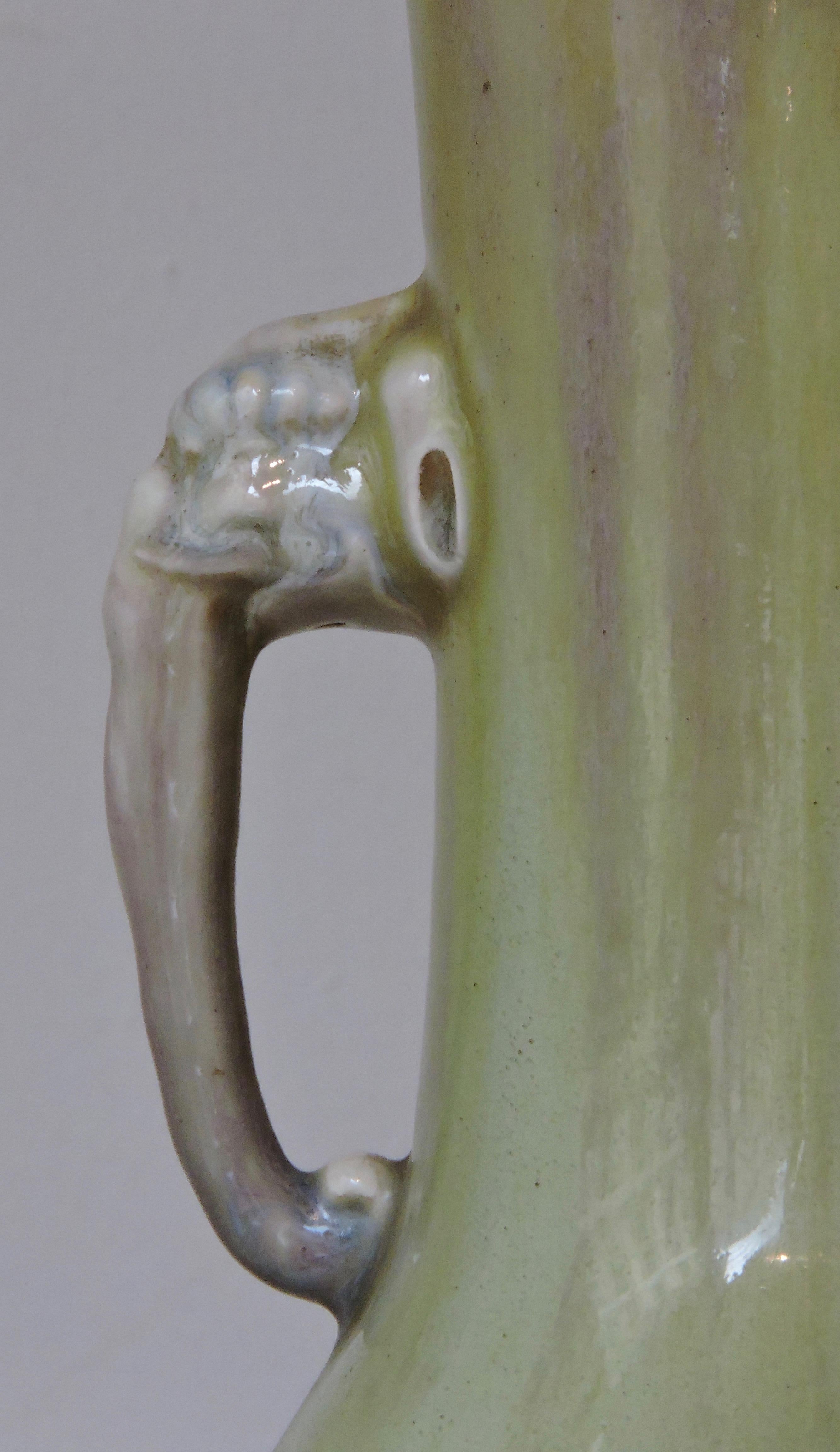 A Theodore Deck Celadon Enamelled Faience Vase Ormolu-Mounted in Lamp In Good Condition In Saint-Ouen, FR