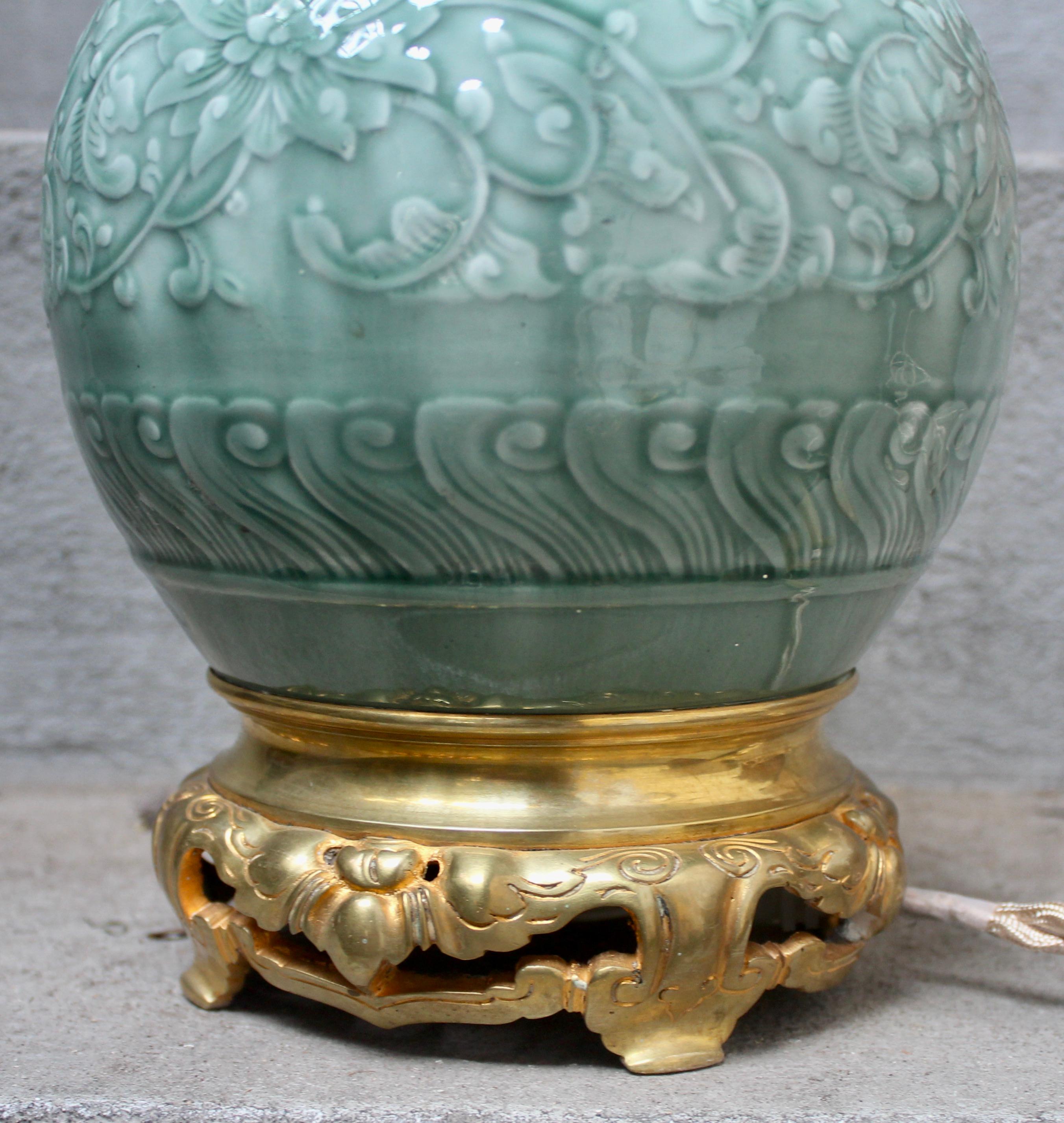 Late 19th Century Theodore Deck Faience Enameled Vase Ormolu-Mounted in Lamp, circa 1880