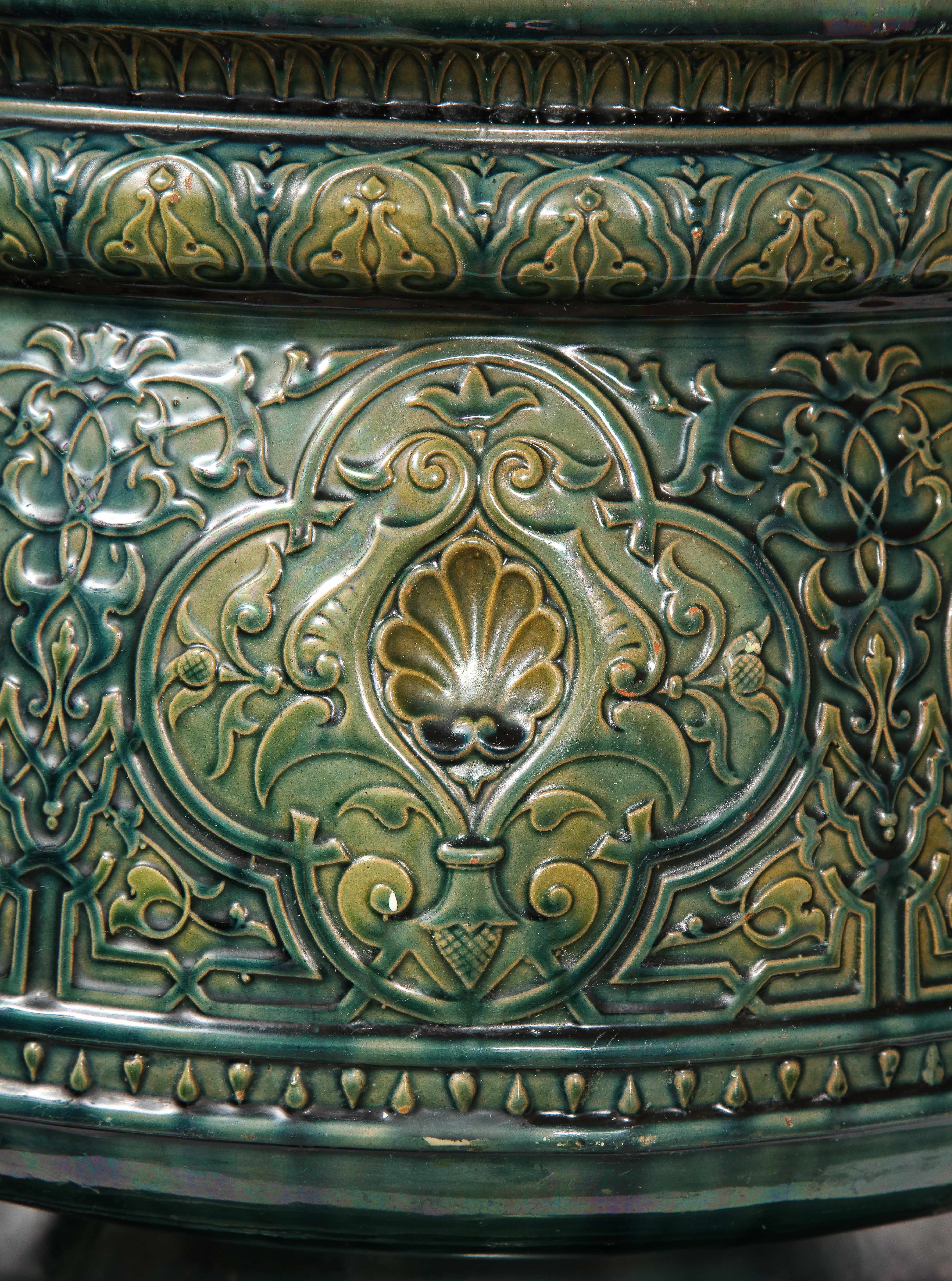 Theodore Deck Islamic/Alhambra Style Green-Glazed Earthenware Vase on Pedestal 5