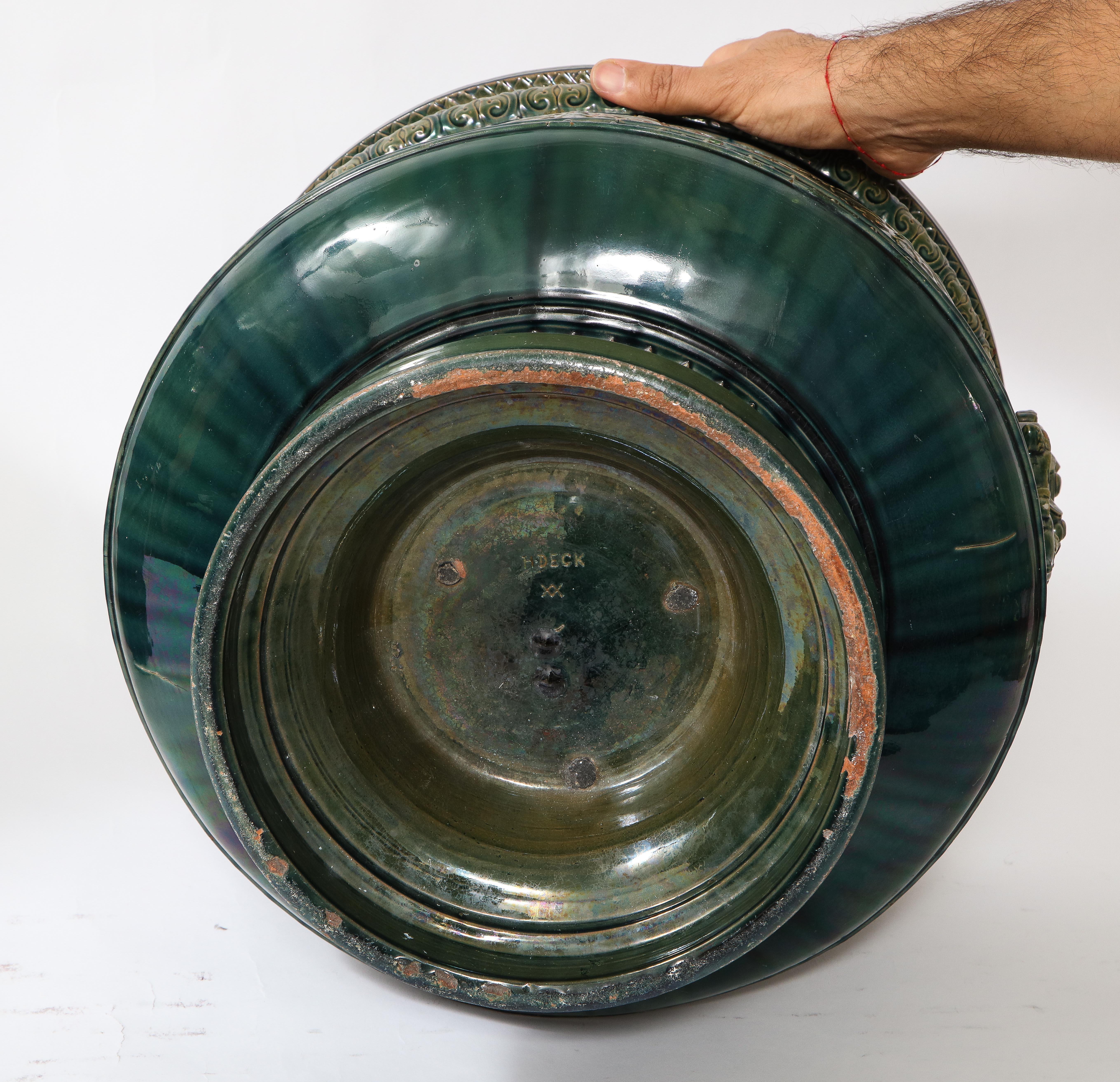 Theodore Deck Islamic/Alhambra Style Green-Glazed Earthenware Vase on Pedestal 11