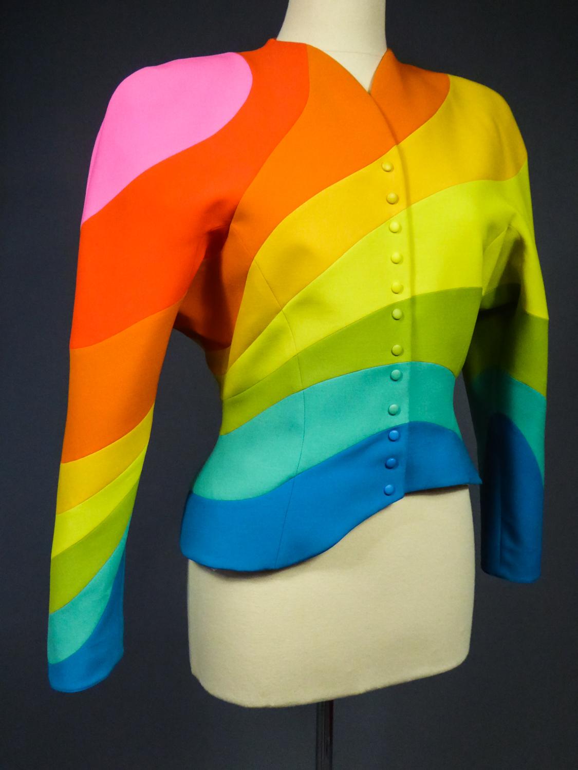 A Thierry Mugler Arc en ciel Jacket Spring Summer Collection 1990 In Good Condition In Toulon, FR