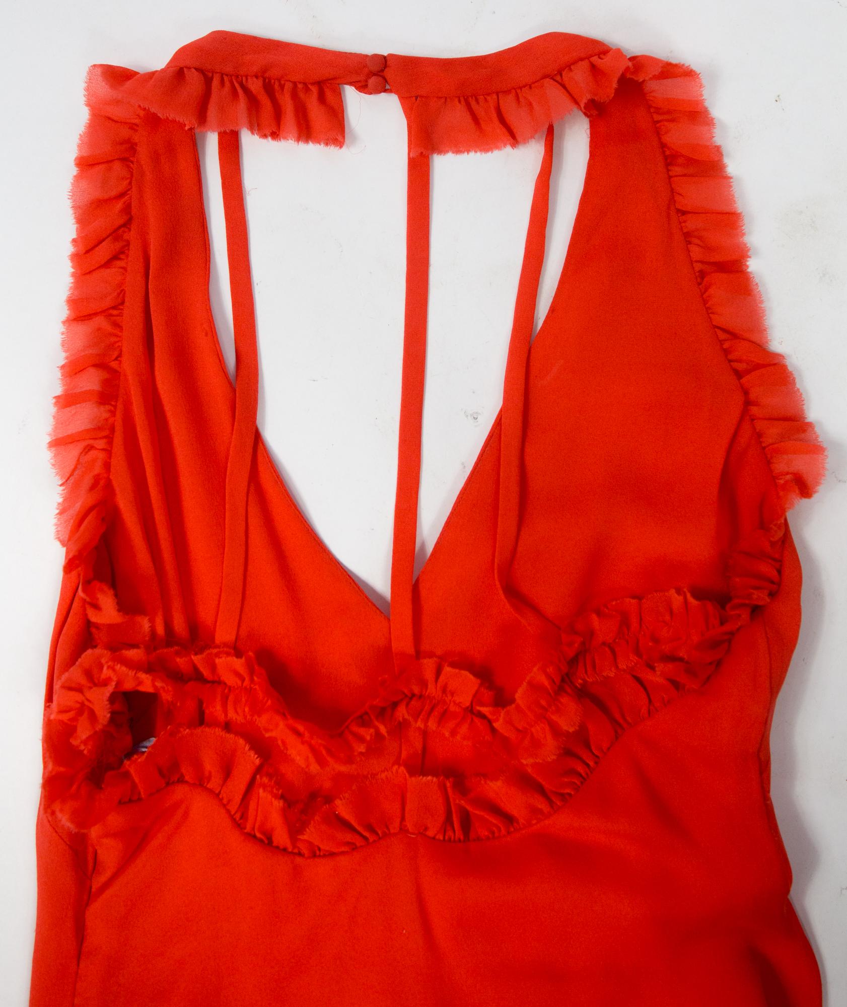 Une robe de soirée Thierry Mugler Couture en crêpe de soie corail Circa 1997/2002 Bon état - En vente à Toulon, FR
