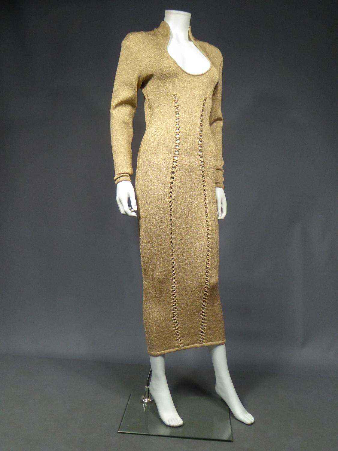 A Thierry Mugler French Evening Dress in Lurex Chiné Knitwear Circa 1990/2000  5