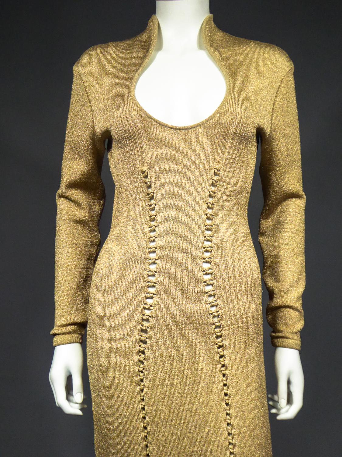 A Thierry Mugler French Evening Dress in Lurex Chiné Knitwear Circa 1990/2000  Damen