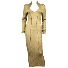 Vintage A Thierry Mugler French Evening Dress in Lurex Chiné Knitwear Circa 1990/2000 