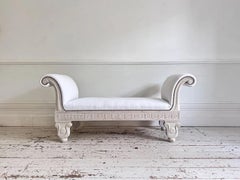 A Thomas Hope Style Painted Window Seat with Linen Upholstery