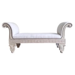 A Thomas Hope Style Painted Window Seat with Linen Upholstery