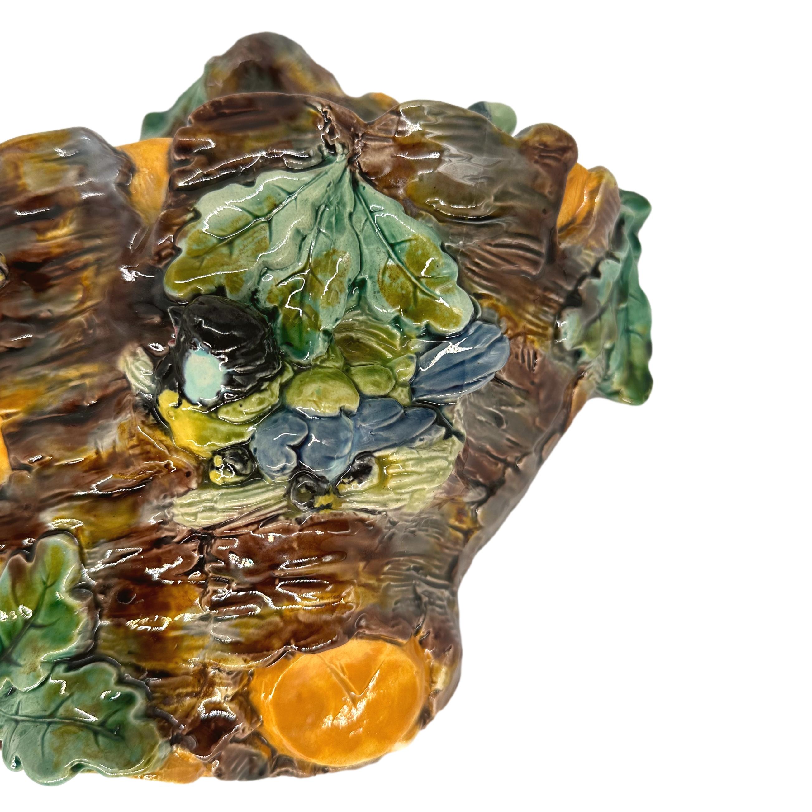 Stampato Tasca da parete in maiolica di Thomas Sergent Palissy Ware con serpente, Francia, 1875 ca. in vendita
