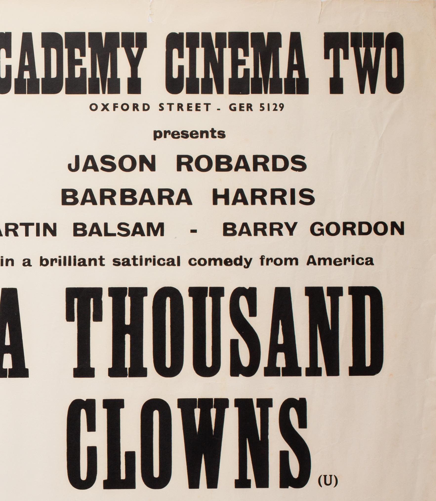 British A Thousand Clowns 1966 Academy Cinema UK Quad Film Poster, Strausfeld