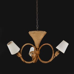 A Three Arm Rope Chandelier after Audoux Minet