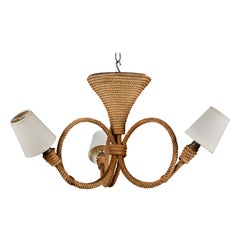 A Three Arm Rope Chandelier after Audoux Minet