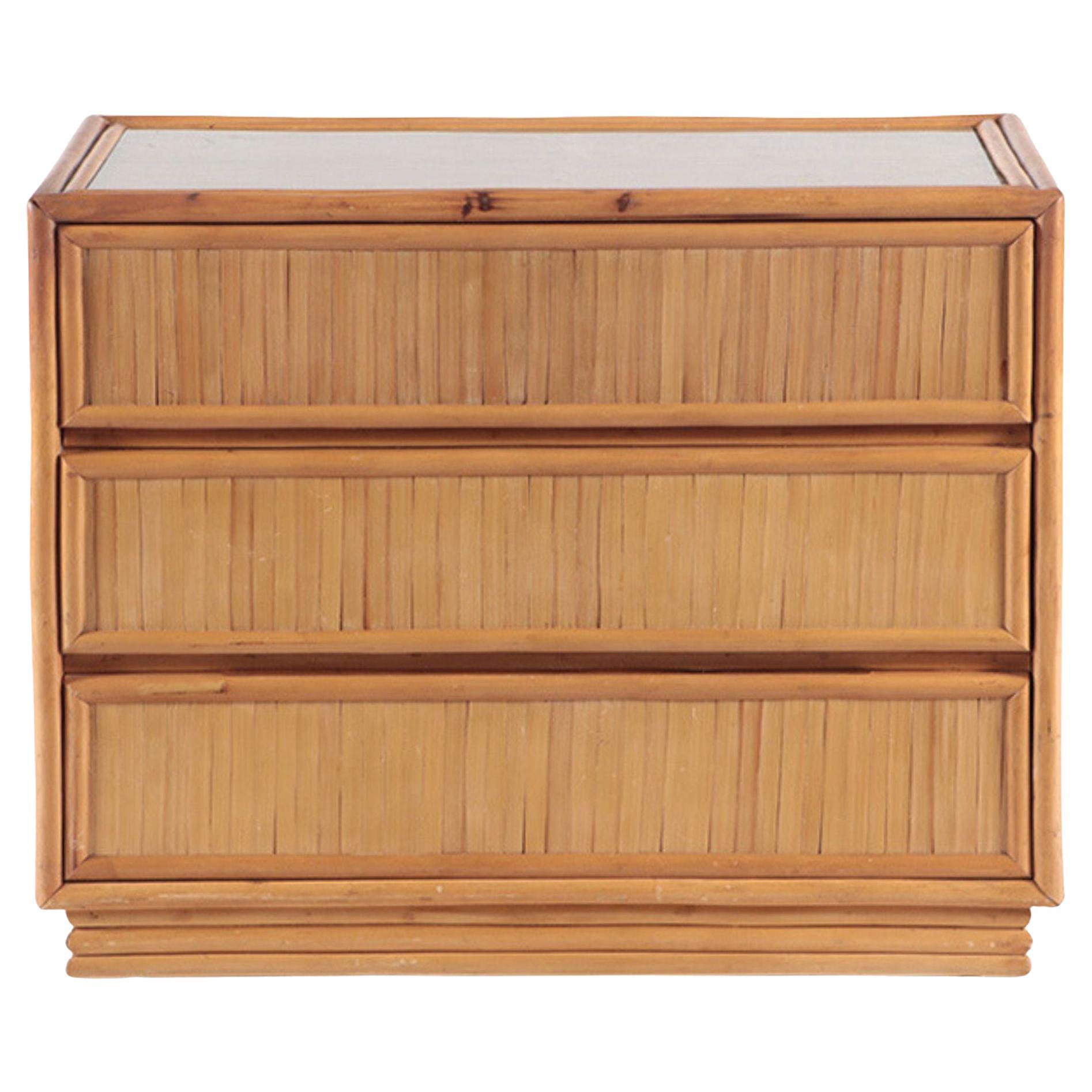 Three Drawer Rattan Dresser from the Phillipines, circa 1970 For Sale