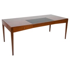Three Drawer Teak Desk with Leather Insert in Top Designed by Severin Hansen