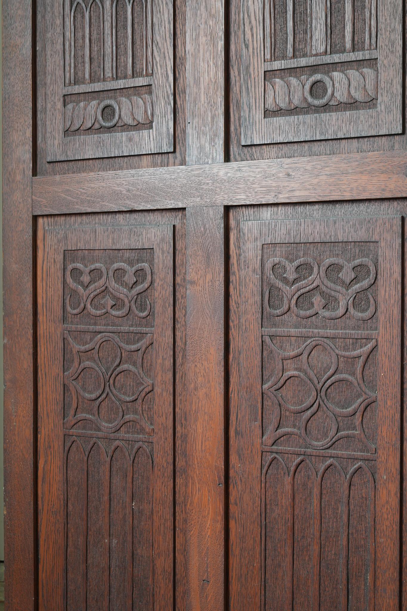 A Three Fold Carved Mahogany Room Screen For Sale 7