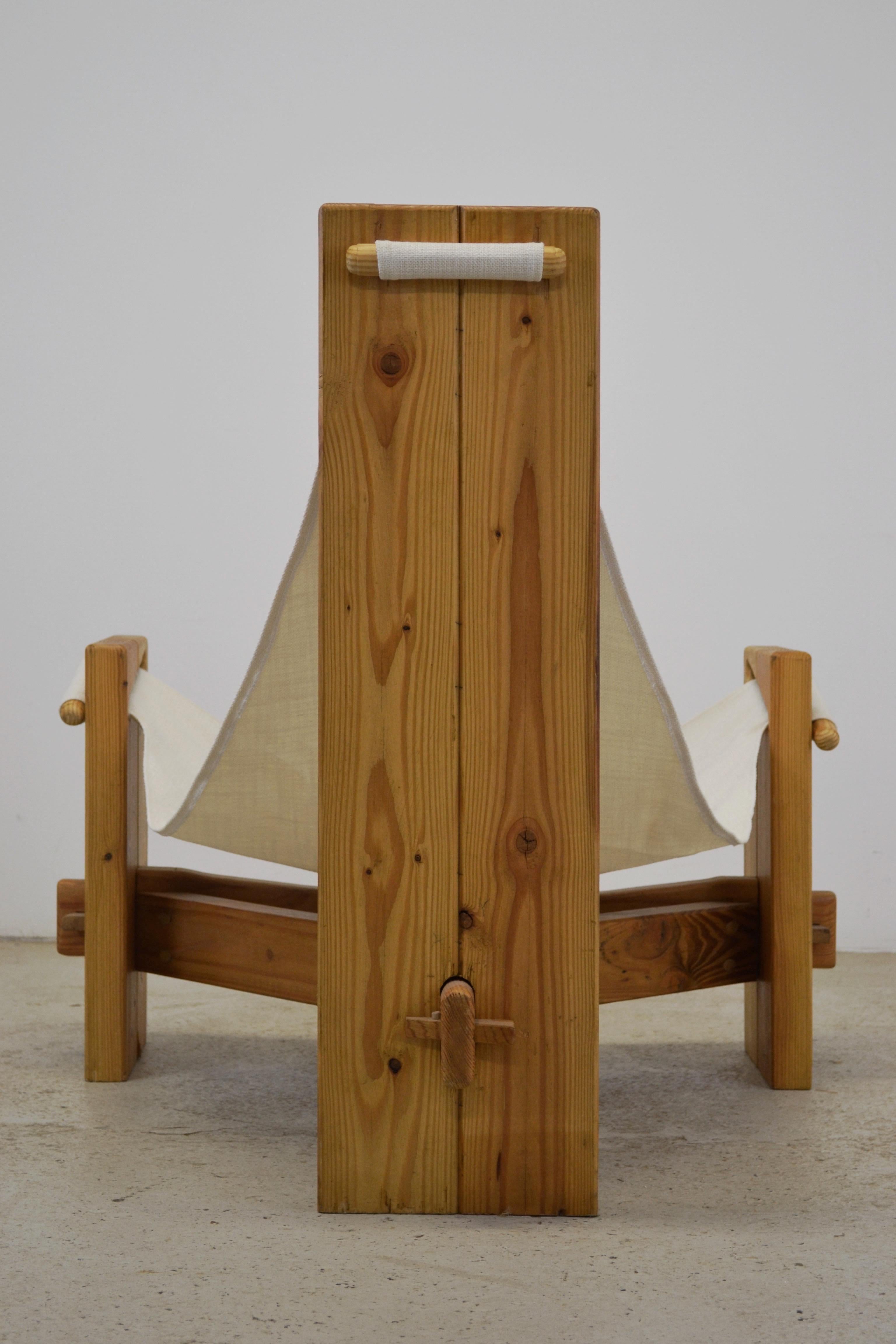 Mid-Century Modern Fauteuil en pin à trois pattes - France - 1970 en vente